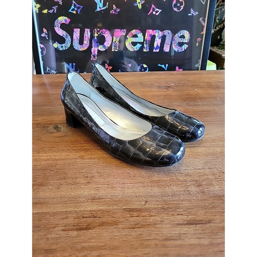 Caligarius Black Dark Gray Patent Leather Size 9.5